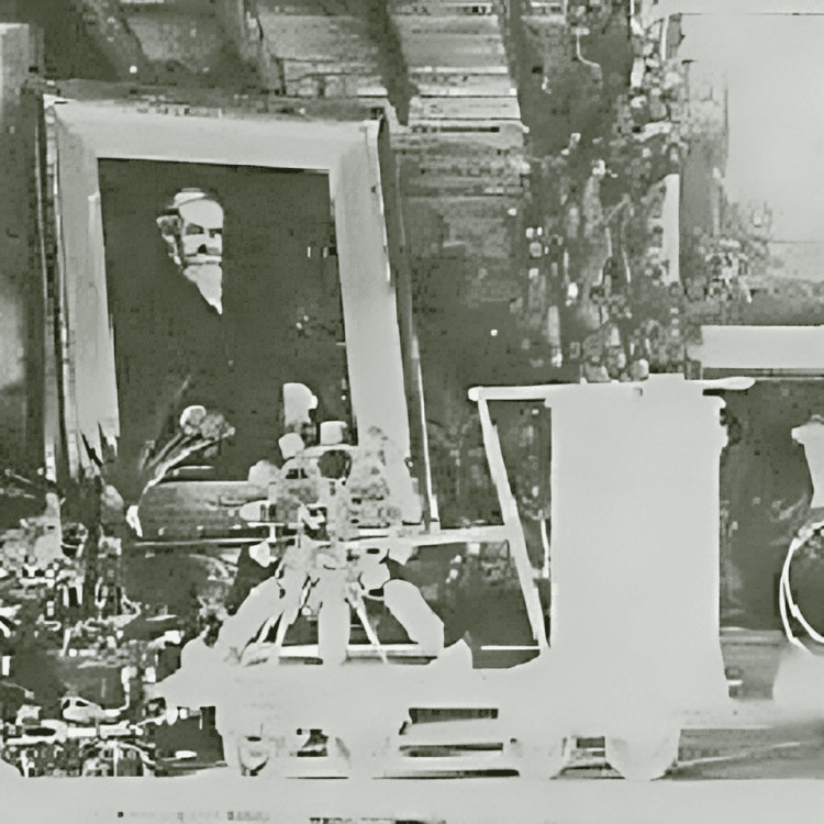 Historical scene with portrait and plants