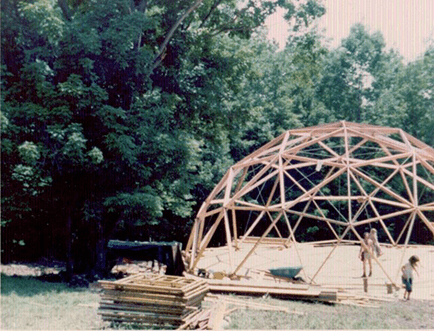 Geodesic dome under construction